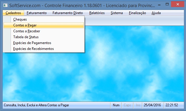 Permite o cadastramento de cheques recebidos, todas as contas a pagar de qualquer tipo e todas as contas a receber inclusive comiss&otilde;es.